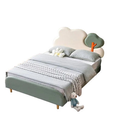 Cama individual tapizada de lujo de madera maciza para habitación de niños, cama sencilla de madera para niñas, camas modernas e inteligentes, muebles de dormitorio