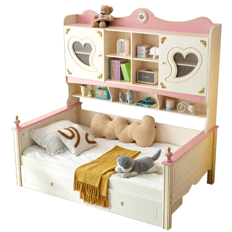 Pretty Girls Childrens Bed Mattress Storage Comferter Loft Bed Princess White Cama Infantil Bedroom Furniture