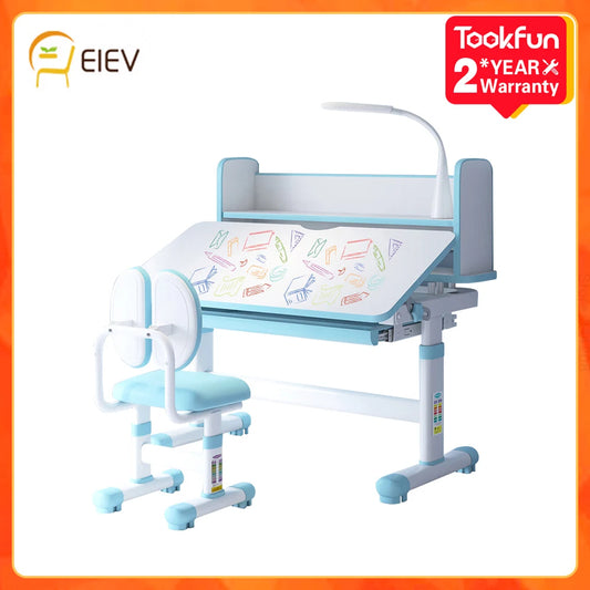 Ensemble table et chaise d'étude pour enfants Tookfun Table d'étude pour devoirs Chaise d'étude Bureau Protection de la colonne vertébrale