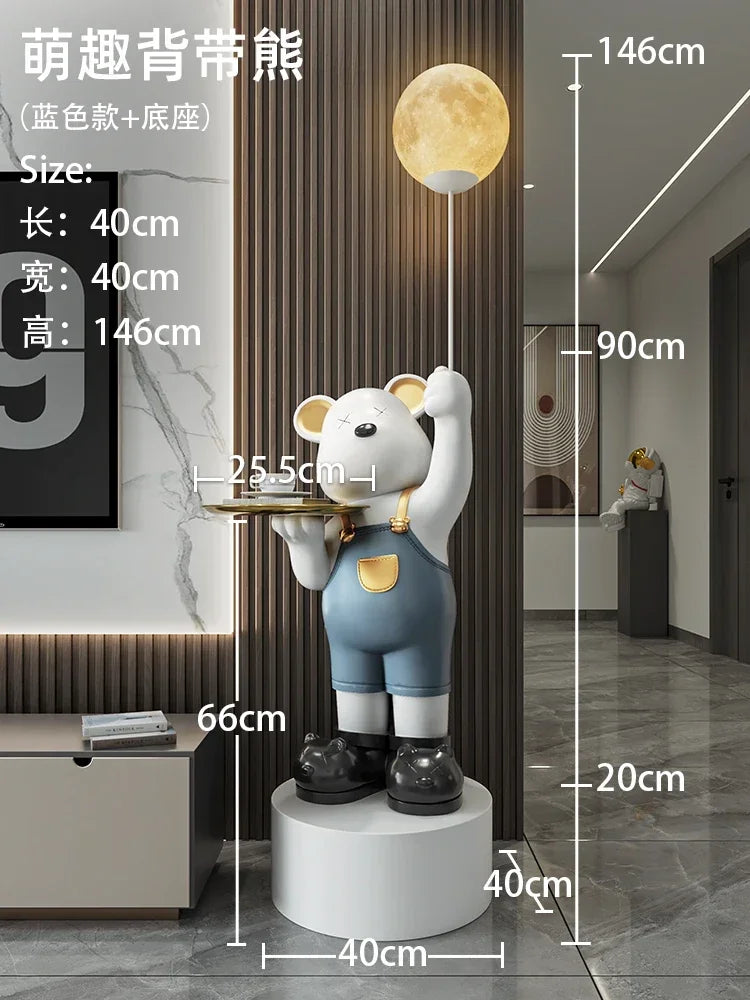 Adornos de escultura de oso violento de gran tamaño con forma de luna, mueble de TV para dormitorio y decoración creativa para habitación de niños, regalos luminosos para el hogar