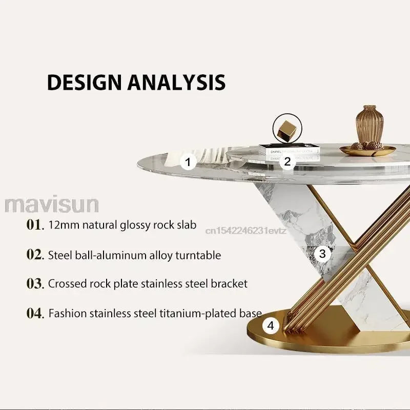 Mesa de comedor redonda, muebles para sala de estar, centro giratorio de 360°, mesa de cocina con marco de acero de diseño, juego de sillas para restaurante