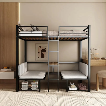 Triple Bunk Bed for 3 Kids Adults, Twin-Over-Twin-Over-Twin Sturdy Metal Bedframe w/Guardrail for Dorm, Bedroom, Guest Room