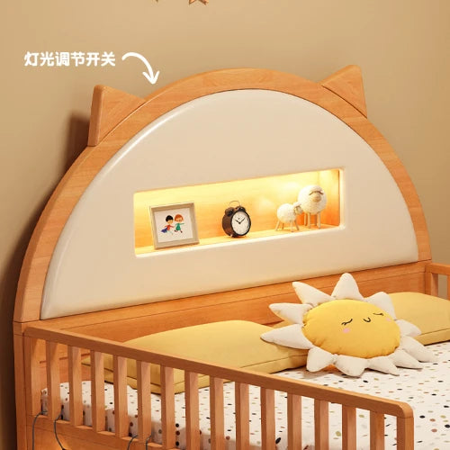 Bonita cama infantil moderna tipo loft de madera maciza, cómoda, juego de dormitorio infantil de lujo