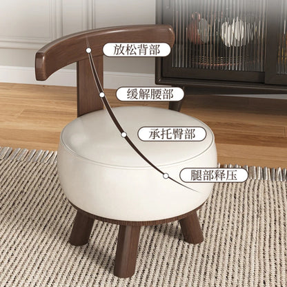 Solid Wood Rotating Stools Household Low Backrests Small Chairs Living Room Sofas Soft Bags Shoe Changing Stools Children Design