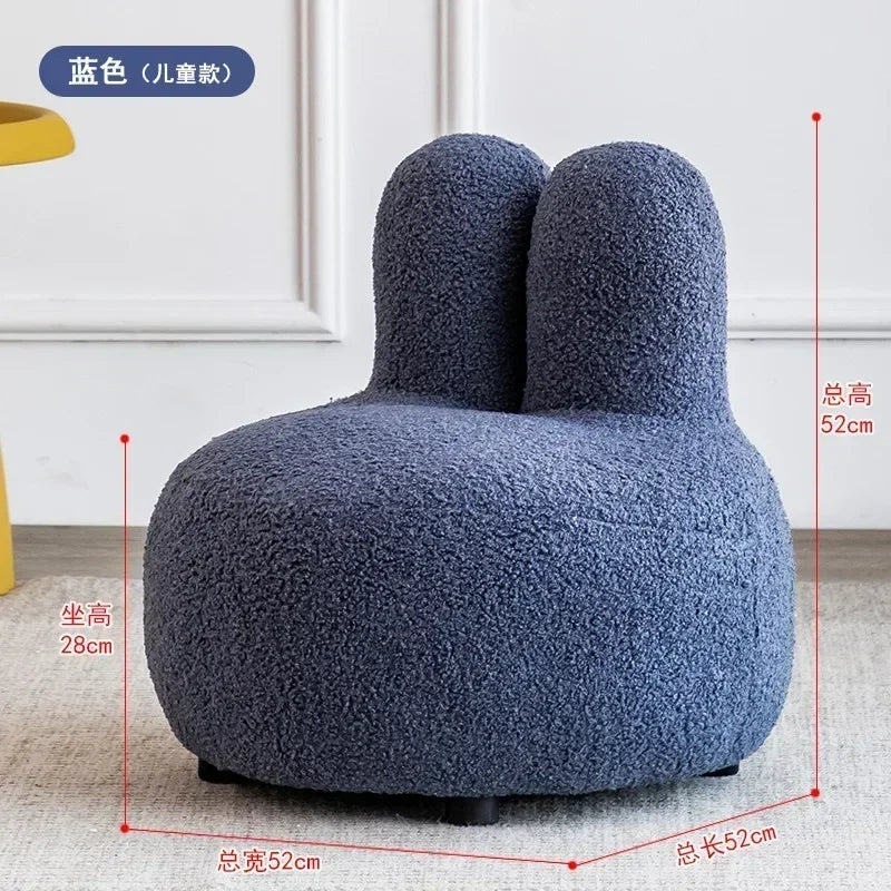 Nordic Lamb Velvet Fabric Single Small Sofa Ins Wind Net Red Creative Personality Bedroom Rabbit Ear Princess Sofa Stool