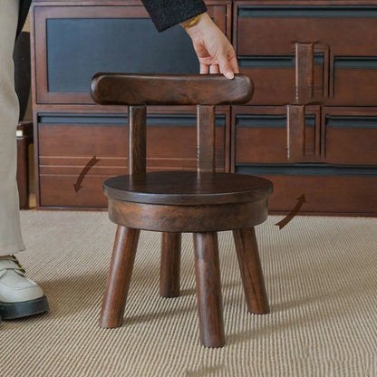 Tabourets bas de salon modernes pour chambre à coucher, dossier en bois massif, tabouret à chaussures rotatif, petites chaises pour enfants, repose-pieds vintage de luxe