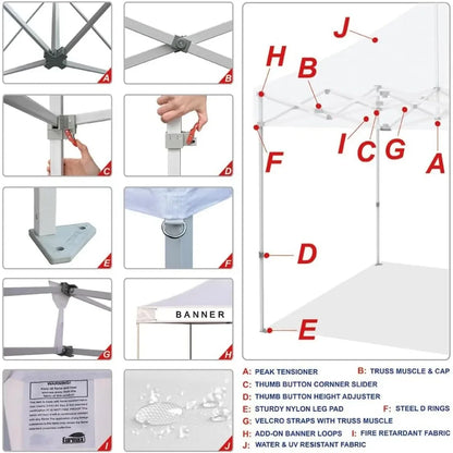 Pop-up Canopy Tent Commercial Instant Canopy with 4 Removable Zippered End Sidewalls & Roller Bags, 4 Sandbags Give