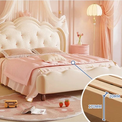 Pretty Modern Girls Double Bed Frame Elegant Princess Cute Light Luxury Children Bed Loft Villa Kinderbett Bedroom Furniture