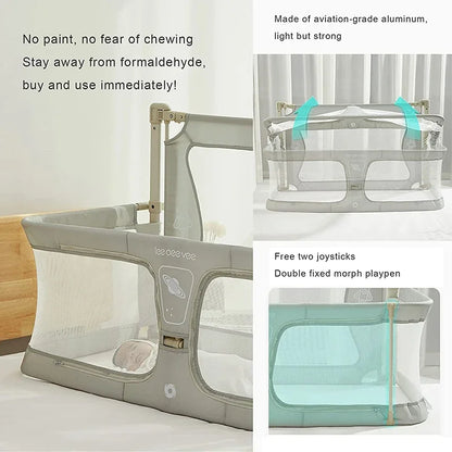 Simple and Lightweight Baby Cot Dual-use Comfortable Toddler Baby Bed within Bed Safety Protection Easy To Install Bedside Crib