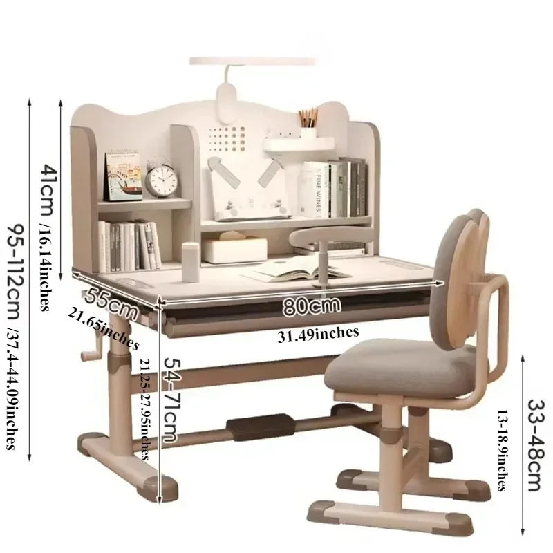 Mesa de estudio para niños, silla, estantería de escritura, silla moderna de altura ajustable, juego de ordenador para niños, muebles para niños