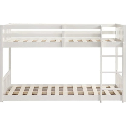 Loft Bed, Solid Wood Low Twin Over Twin Bunk Bed for Kids/Toddlers/Junior, Bunk Bed Frame with Guardrails & Ladder for Kid