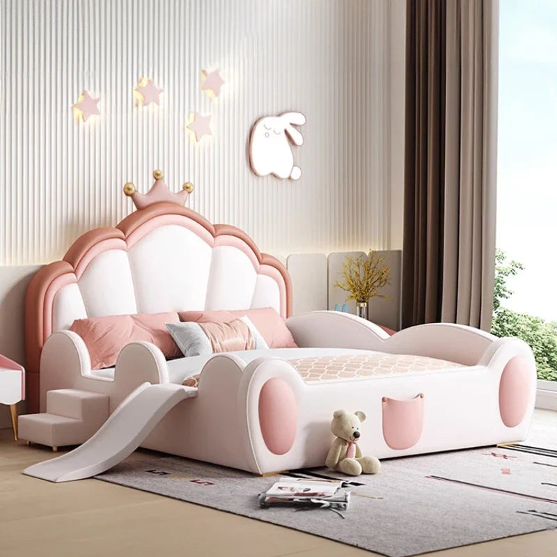 Princess Pretty Girls Double Bed Frame Luxury Modern Solid Wood Kids Bed Loft Villa Camas De Dormitorio Bedroom Set Furniture