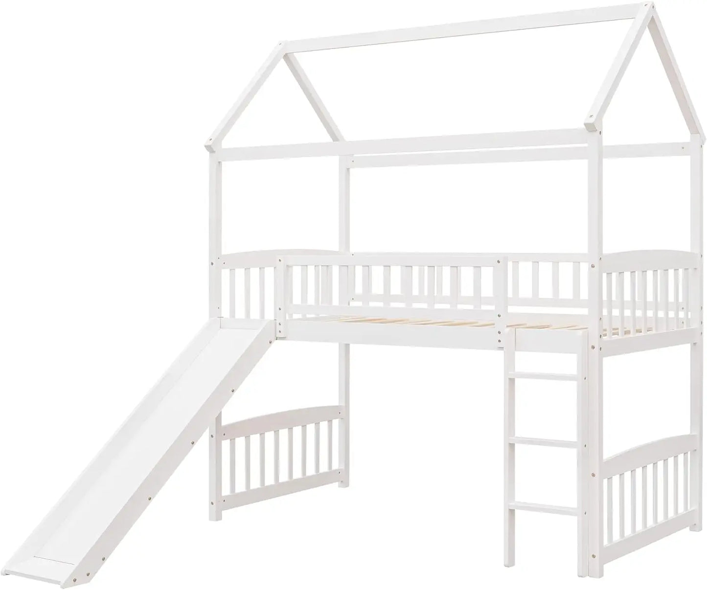 Cadres de lit superposés Merax House Loft avec toboggan Aucun sommier nécessaire pour les adolescents, les filles ou les garçons