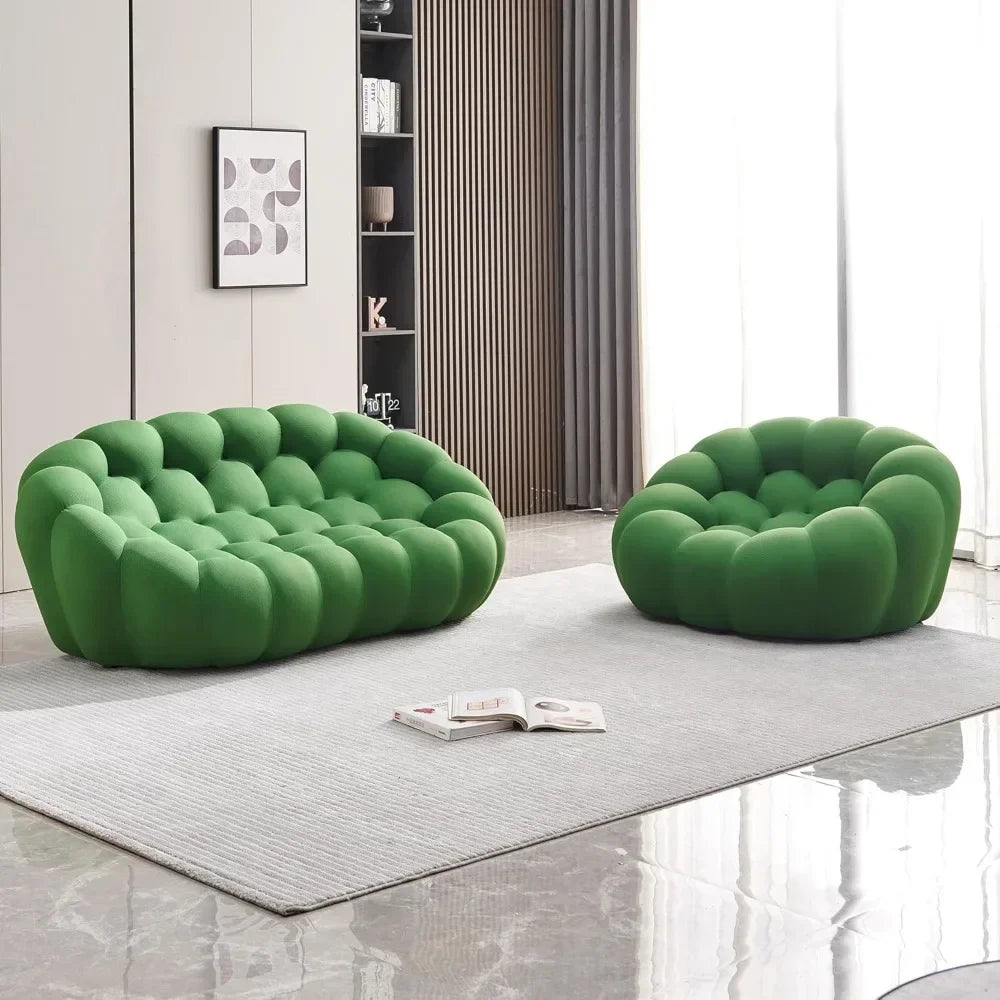 Modern Lazy Floor Sofa, Upholstered Comfy Singe Sofa Lounge Chair, Bubble Bean Bag Couch Chair with 3D Textile Material