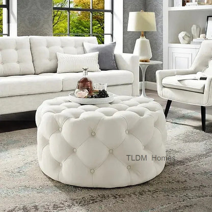 Nordic velvet Floor stool Corner sofa chair round vanity stool design big soft ottoman pouf Child Low stool luxury furniture