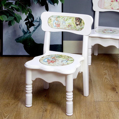 Solid Wood Children Chair Cute Living Room Small Household Adult Short Backrest Study Seat Writing European Designer Furniture