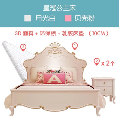 Princess Wood Luxury Double Bed Kids Modern Loft White Single Bed Children Girls Camas De Dormitorio Bedroom Set Furniture