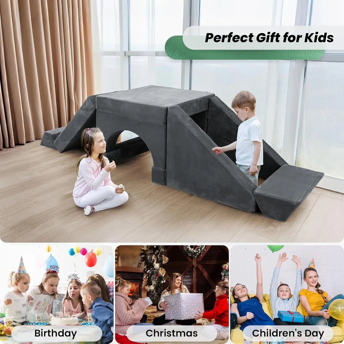 Sofá modular para niños, sofá Nugget para niños pequeños, sofá seccional para niños, sofá versátil para sala de juegos y dormitorio