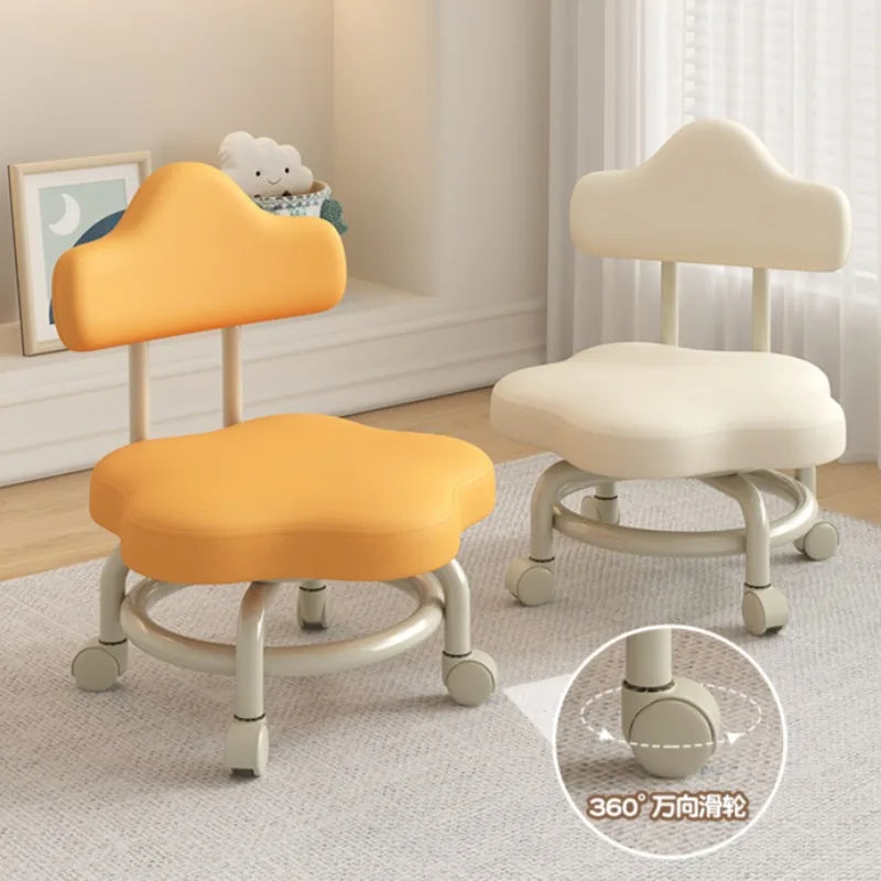 Tabouret de petite taille universel à roulettes, tabouret bas à poulie, tabouret de ménage pour enfants avec roue, sac souple, banc rond, chaise à dossier paresseux