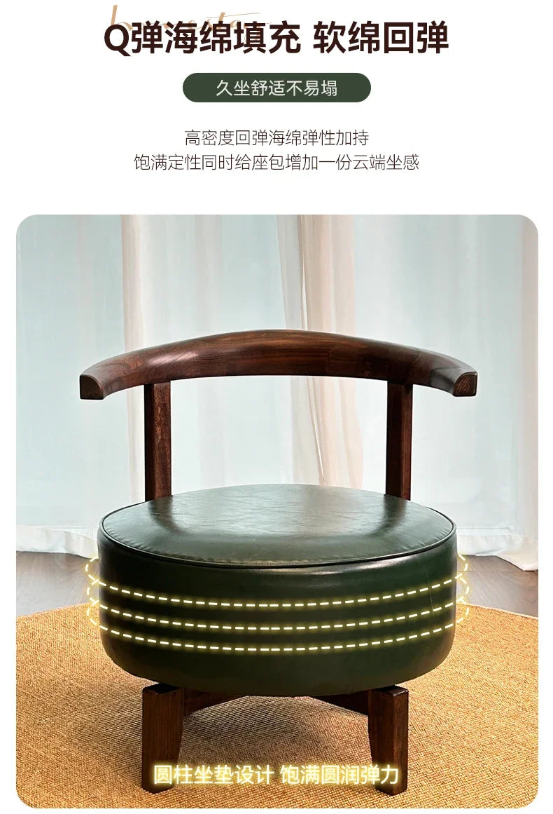 Rotating small chair Solid wood household small Low stool Strong backrest Adult children Rotating stool Living room sofa stool