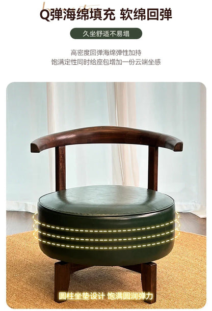 Rotating small chair Solid wood household small Low stool Strong backrest Adult children Rotating stool Living room sofa stool