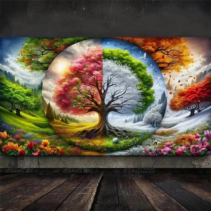 Magical Seasons Tree of Life Large DIY Diamond Painting Winter Spring Autumn Landscape,Full Square Round Diamond Embroidery Sale