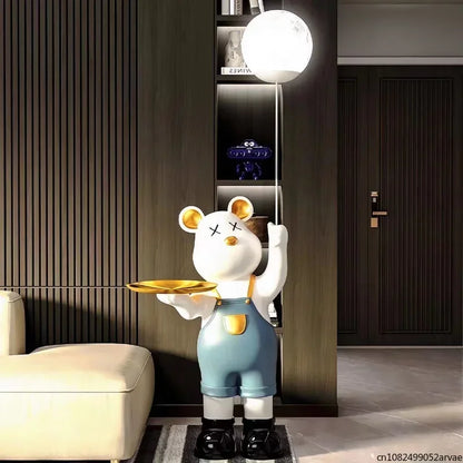 Adornos de escultura de oso violento de gran tamaño con forma de luna, mueble de TV para dormitorio y decoración creativa para habitación de niños, regalos luminosos para el hogar