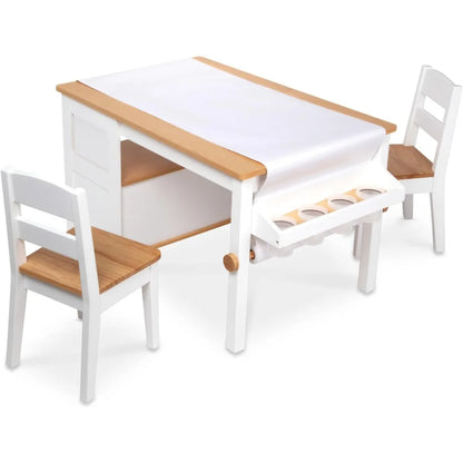 Ensemble table et chaises en bois - Blanc - Table et chaises de bricolage pour enfants, meubles pour enfants