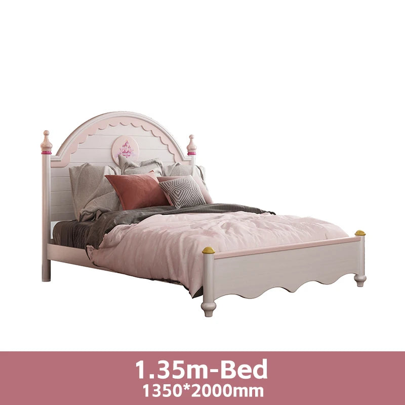 Simple Children Bed With Bedside Table Household Bedroom Furniture Matching Closet Lovely Solid Wood Frame Kids Bed For Girls