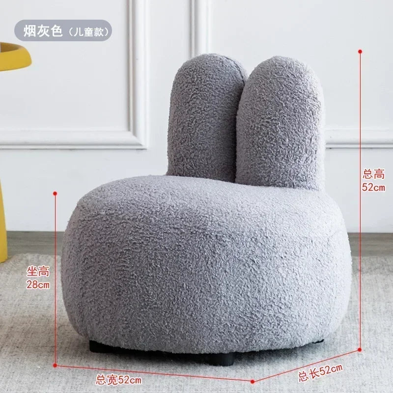 Nordic Lamb Velvet Fabric Single Small Sofa Ins Wind Net Red Creative Personality Bedroom Rabbit Ear Princess Sofa Stool