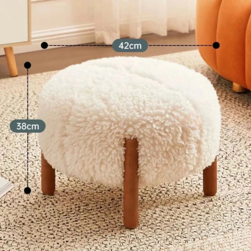 Solid Wood Low Stools Round Footrest Modern Ottomans Minimalism Footstool Children Small Chairs Nordic Aesthetic Room Furniture