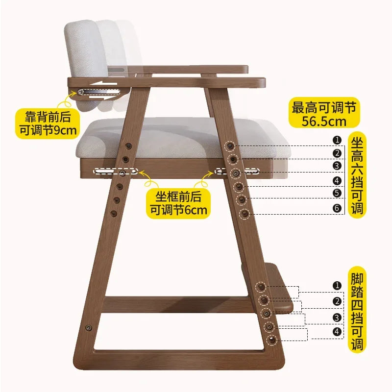 Chaises d'étude pour enfants en bois massif avec sièges élévateurs réglables Chaises d'écriture Chaises de salle à manger Bureaux de cuisine Sillas Para Comedor Стул 의자