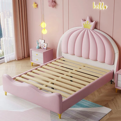 Lit pour enfants de luxe moderne pour filles, joli lit rose avec coussin, ensemble de meubles de chambre à coucher Queen, style loft princesse