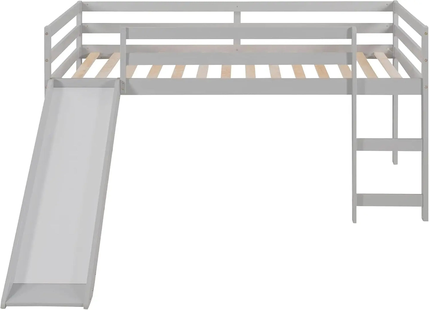 Lit mezzanine avec toboggan et échelle pour enfants, lit mezzanine, lit simple en bois pour enfants avec toboggan, design multifonctionnel, lit à profil bas en bois