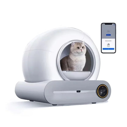 Tonepie Bac à litière automatique intelligent pour chat Autonettoyant 65 L Contrôle par application Bac à litière pour chats pour animaux de compagnie Désodorisant ionique Arenero Gato