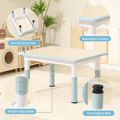 Ensemble table et 2 chaises pour tout-petits, table et chaises réglables en hauteur, table d'activités pour enfants pour garçons et filles de 3 à 8 ans