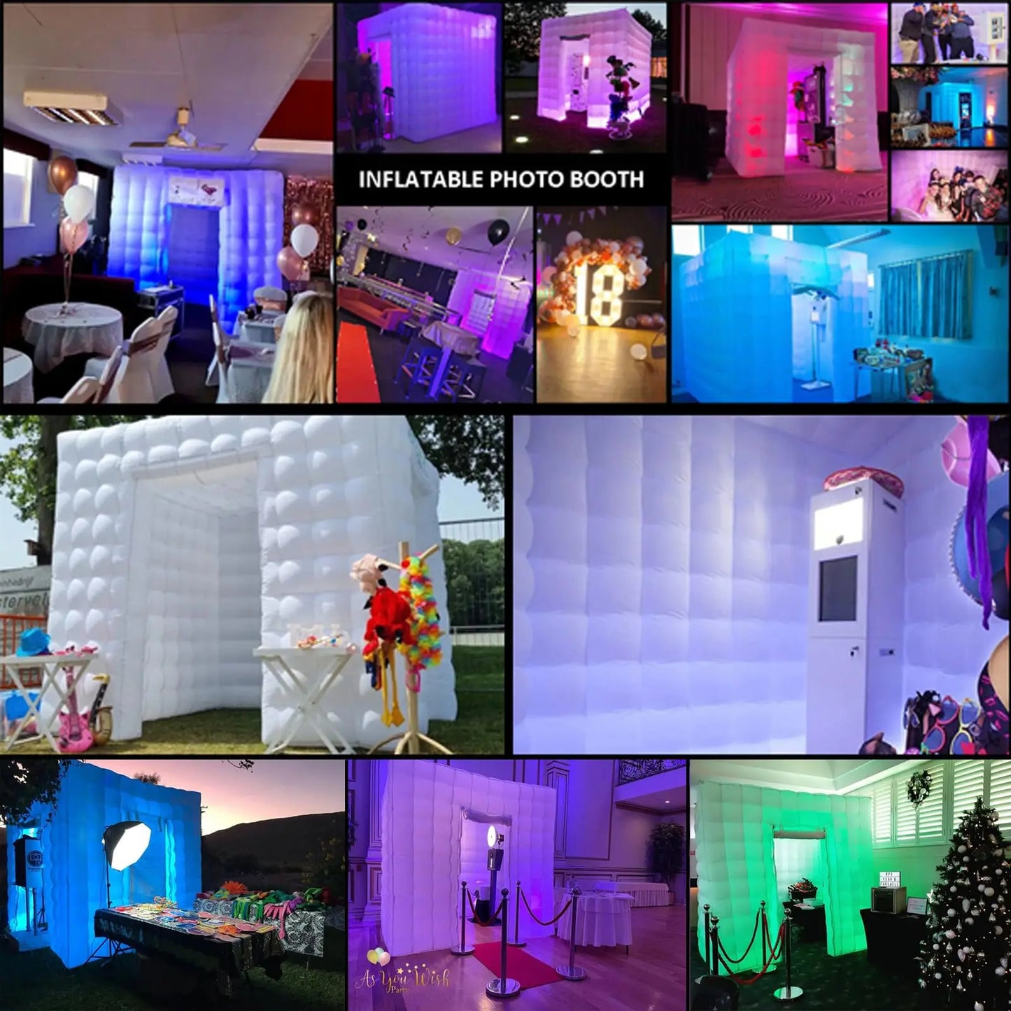 Cabina de fotos inflable portátil, cabina de fotos con forma de cubo y soplador de aire, telón de fondo para fotomatón para fiestas, bodas y eventos