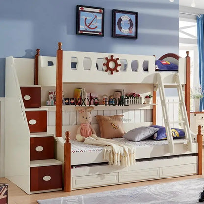 Lit pour enfants en bois massif pour garçons et filles, mobilier de maison créatif moderne, multifonction, haut et bas, chambre à coucher, lits superposés mignons pour enfants