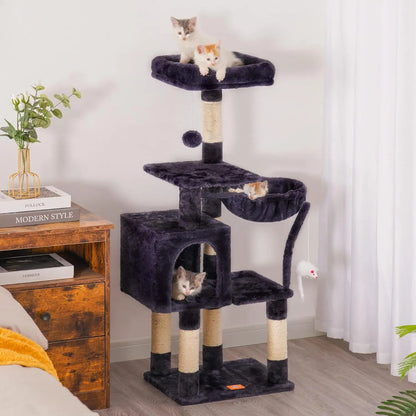 Marco de escalada para gatos, torre de madera de sisal de alta calidad, poste rascador, nido para gatos, juguetes de escalada grandes todo en uno para gatos