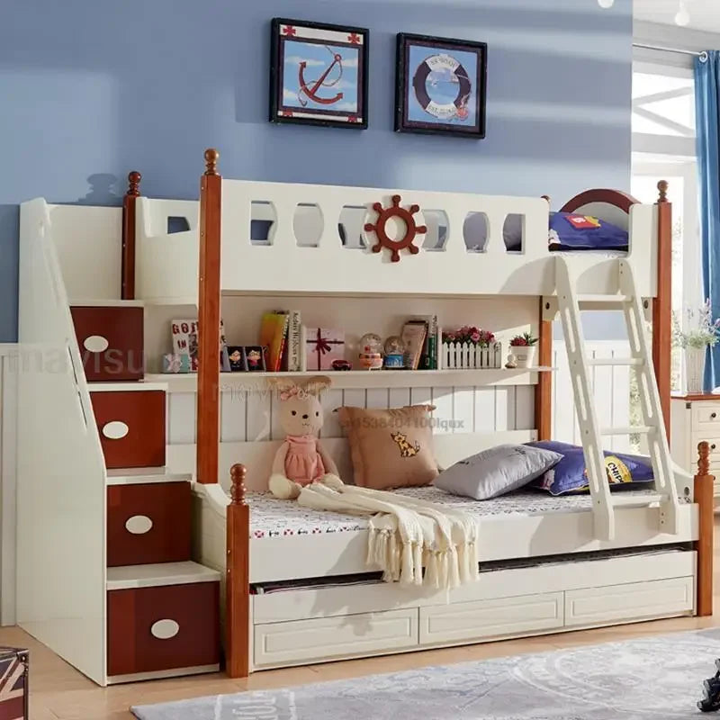 Solid Wood Children's Bed For Boys And Girls Modern Creative Home Furniture Multifunction Up Down Bedroom Cute Bunk Kid Beds