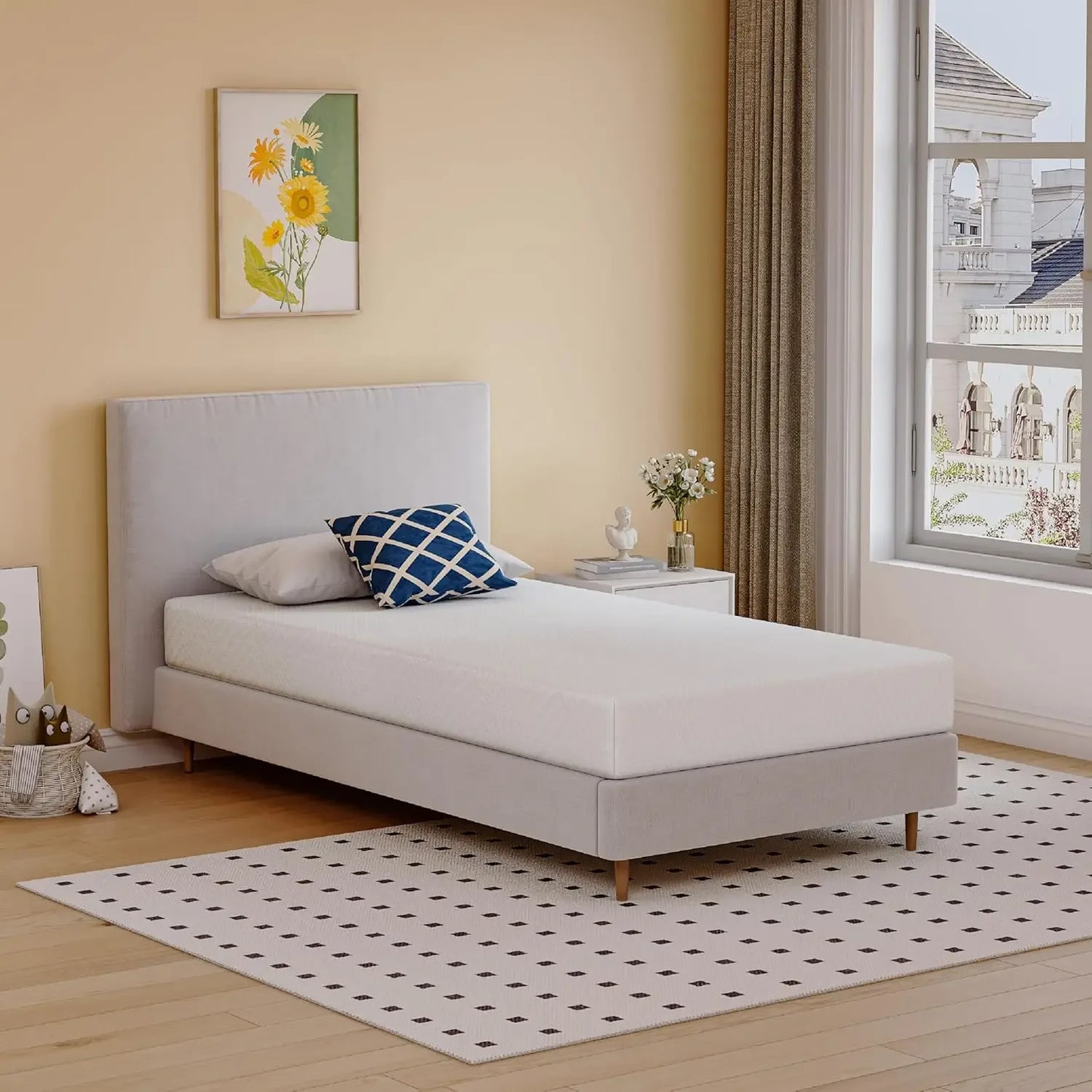 Matelas double dans une boîte, matelas de 6 pouces pour lit d'enfant, lit simple, lit superposé individuel, mousse à mémoire de forme ferme