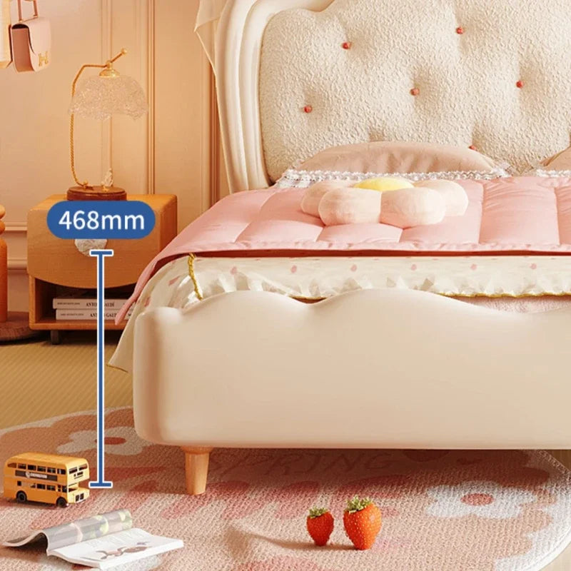 Pretty Modern Girls Double Bed Frame Elegant Princess Cute Light Luxury Children Bed Loft Villa Kinderbett Bedroom Furniture