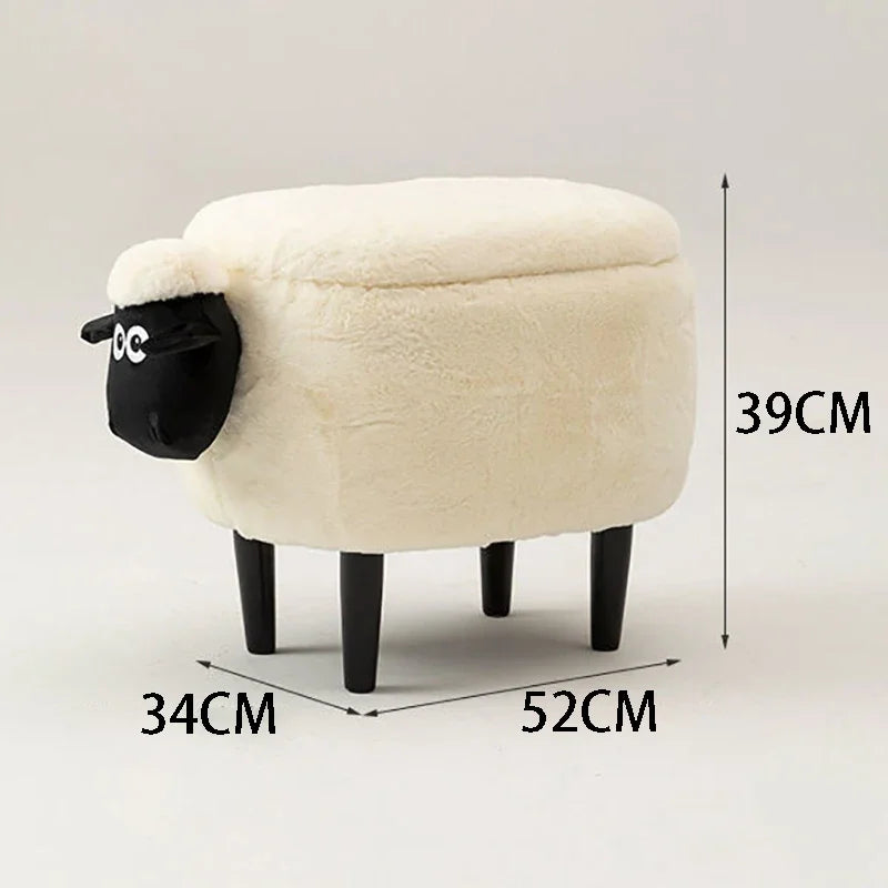 Multifunctional Living Room Ottomans Cartoon Sheep Styling Portable Small Chair Hallway Shoe Changing Stools Children Footrest