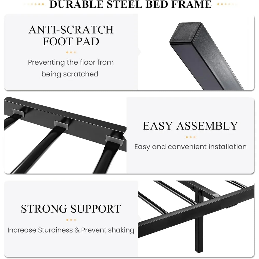 Twin Size Bed Frame for Kids,Metal Bed Frame with Butterfly Pattern Design Headboard and Footboard,No Box Spring Needed