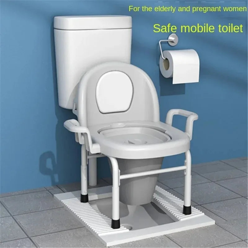 Chaise de toilette portable Tabouret assis Chaise Personnes âgées Enceintes Enfants Toilettes accroupies Portables Chambre Chevet Siège de toilette Antidérapant