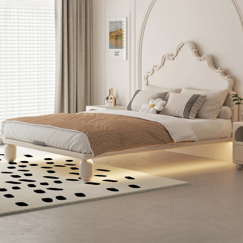 Cama infantil de lujo estilo francés estilo princesa, cama alta blanca, moderna villa, camas de dormitorio, juego de muebles para dormitorio tamaño queen