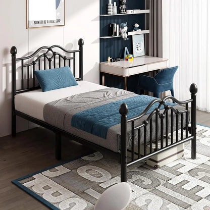 Twin Bed Frame with Headboard and  Modern Metal Platform Bed Frame for Kids, Support Up to , No Box Spring