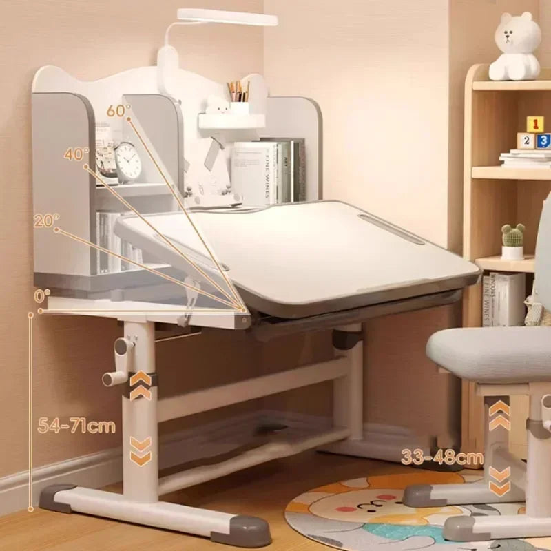 Mesa de estudio para niños, silla, estantería de escritura, silla moderna de altura ajustable, juego de ordenador para niños, muebles para niños