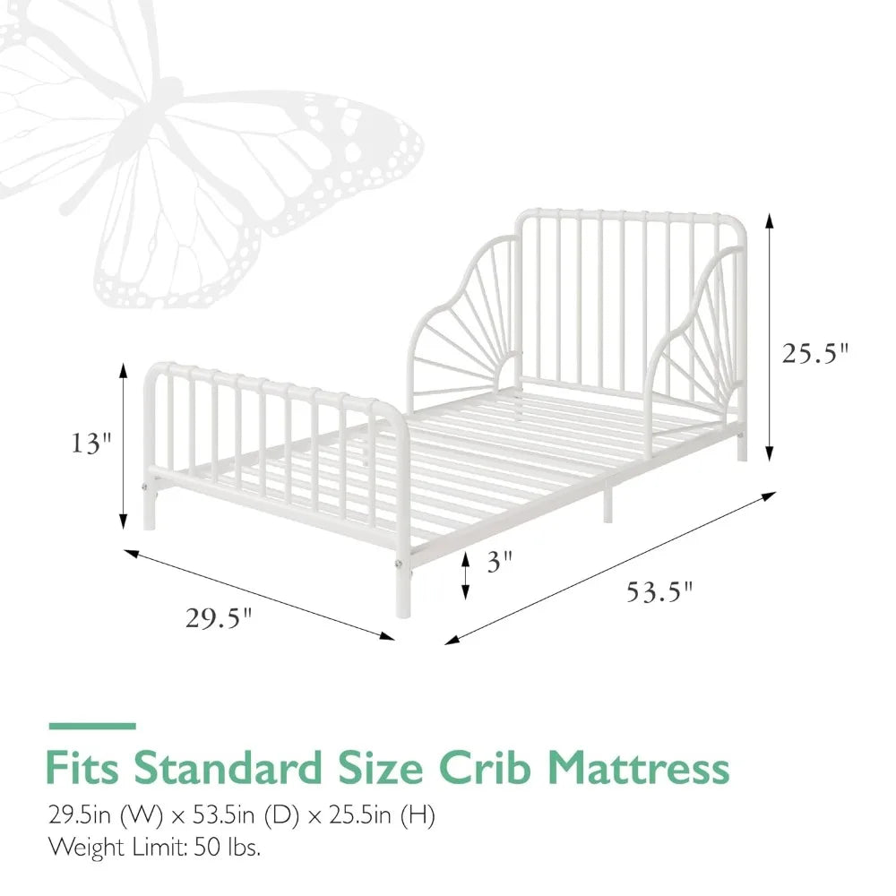 Cama infantil de metal Quinn de Little Seeds, color blanco roto