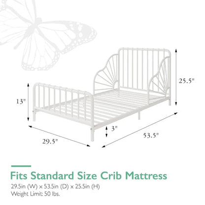 Cama infantil de metal Quinn de Little Seeds, color blanco roto